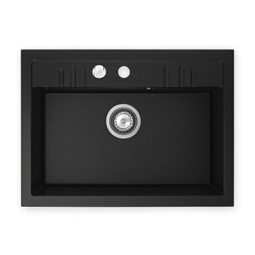 Slika Sudopera granitna CRNA DRGM1/48/58BA 58x48 cm sa sifonom